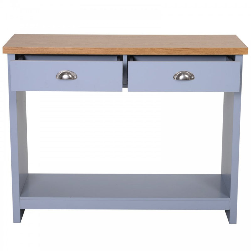 MDF Rustic 2-Drawer Console Table Grey