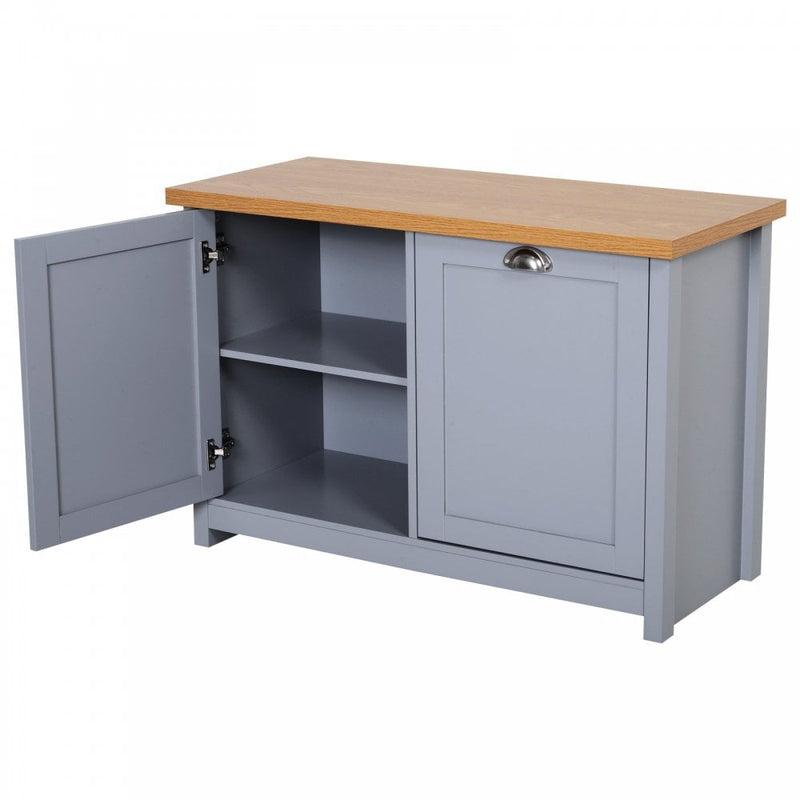 MDF Rustic 4-Compartment Storage Cabinet - Grey