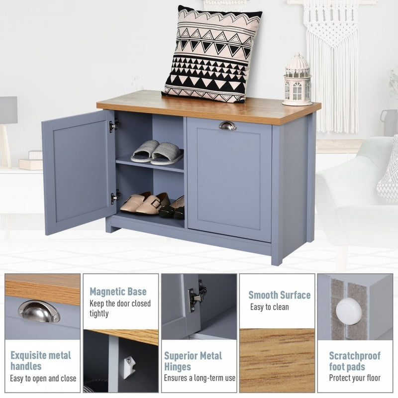 MDF Rustic 4-Compartment Storage Cabinet - Grey
