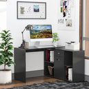 MDF Adjustable L-Shaped Computer Desk Workstation Corner PC Table Home Office Functional Spacious Modern Stylish-Black