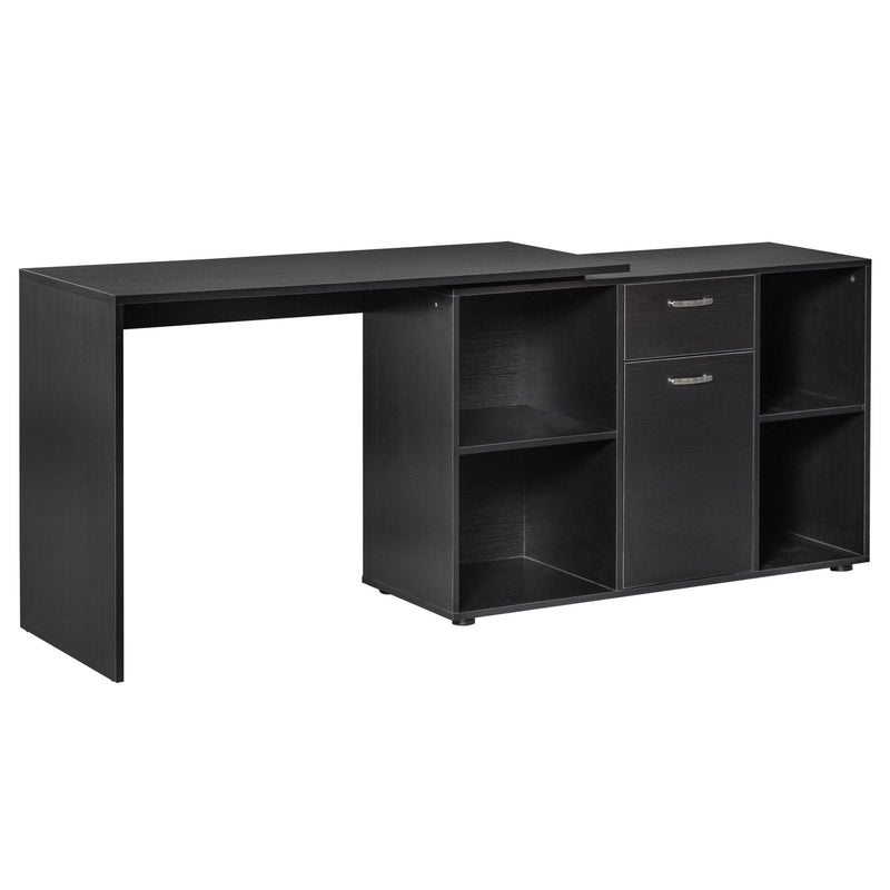 MDF Adjustable L-Shaped Computer Desk Workstation Corner PC Table Home Office Functional Spacious Modern Stylish-Black