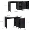 MDF Adjustable L-Shaped Computer Desk Workstation Corner PC Table Home Office Functional Spacious Modern Stylish-Black