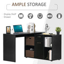 MDF Adjustable L-Shaped Computer Desk Workstation Corner PC Table Home Office Functional Spacious Modern Stylish-Black