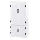 Accent Floor Storage Cabinet Kitchen Pantry with Adjustable Shelves and 2 Lower Doors, White w/Adjustable Shelves