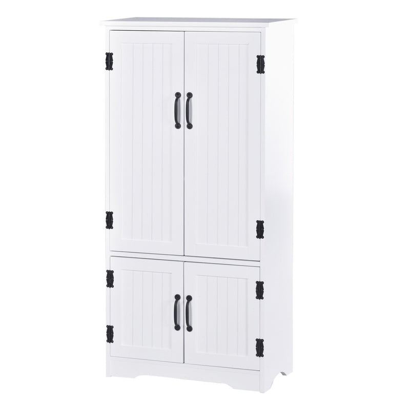 Accent Floor Storage Cabinet Kitchen Pantry with Adjustable Shelves and 2 Lower Doors, White w/Adjustable Shelves