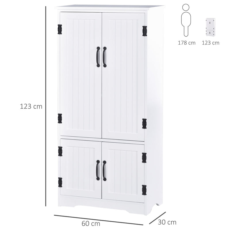 Accent Floor Storage Cabinet Kitchen Pantry with Adjustable Shelves and 2 Lower Doors, White w/Adjustable Shelves