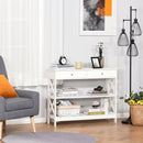 Console Table Sofa Side Desk with Storage Shelves Drawers X Frame for Living Room Entryway Bedroom White