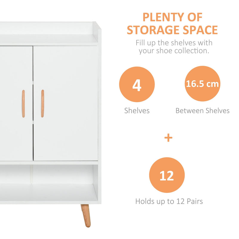 Modern Shoe Cabinet Storage Organizer with Doors and Shelves for Hallway & Entryway