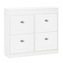 Shoe Cabinet with 4 Flip Drawers Wood Tipping Bucket Narrow Storage Cupboard with Adjustable Shelf Hall Organizer for Entrance Foyer White