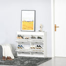 Shoe Cabinet with 4 Flip Drawers Wood Tipping Bucket Narrow Storage Cupboard with Adjustable Shelf Hall Organizer for Entrance Foyer White