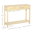 Console Sofa Table Hallway Side Desk with Storage Shelf Drawer for Entryway Living Room Bedroom Natural 2 Drawers