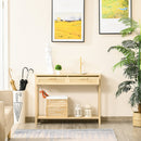 Console Sofa Table Hallway Side Desk with Storage Shelf Drawer for Entryway Living Room Bedroom Natural 2 Drawers