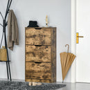 Shoe Cabinet with 3 Flip Doors, Storage Rack with Open Compartment, Internal Dividers, for 12-18 Pairs of Shoes, Rustic Brown Entryway