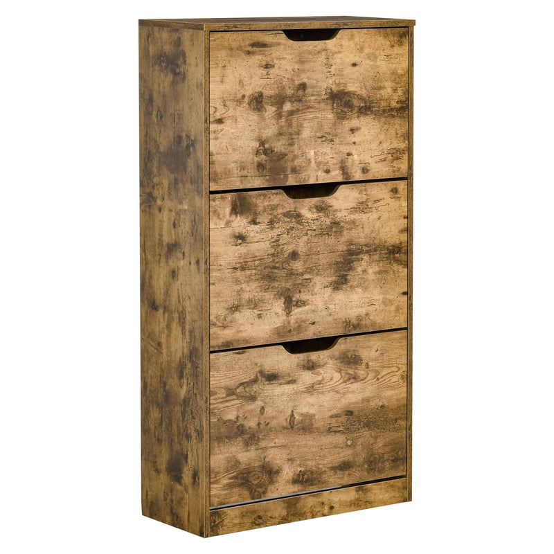 Shoe Cabinet with 3 Flip Doors Storage Rack with Open Compartment In