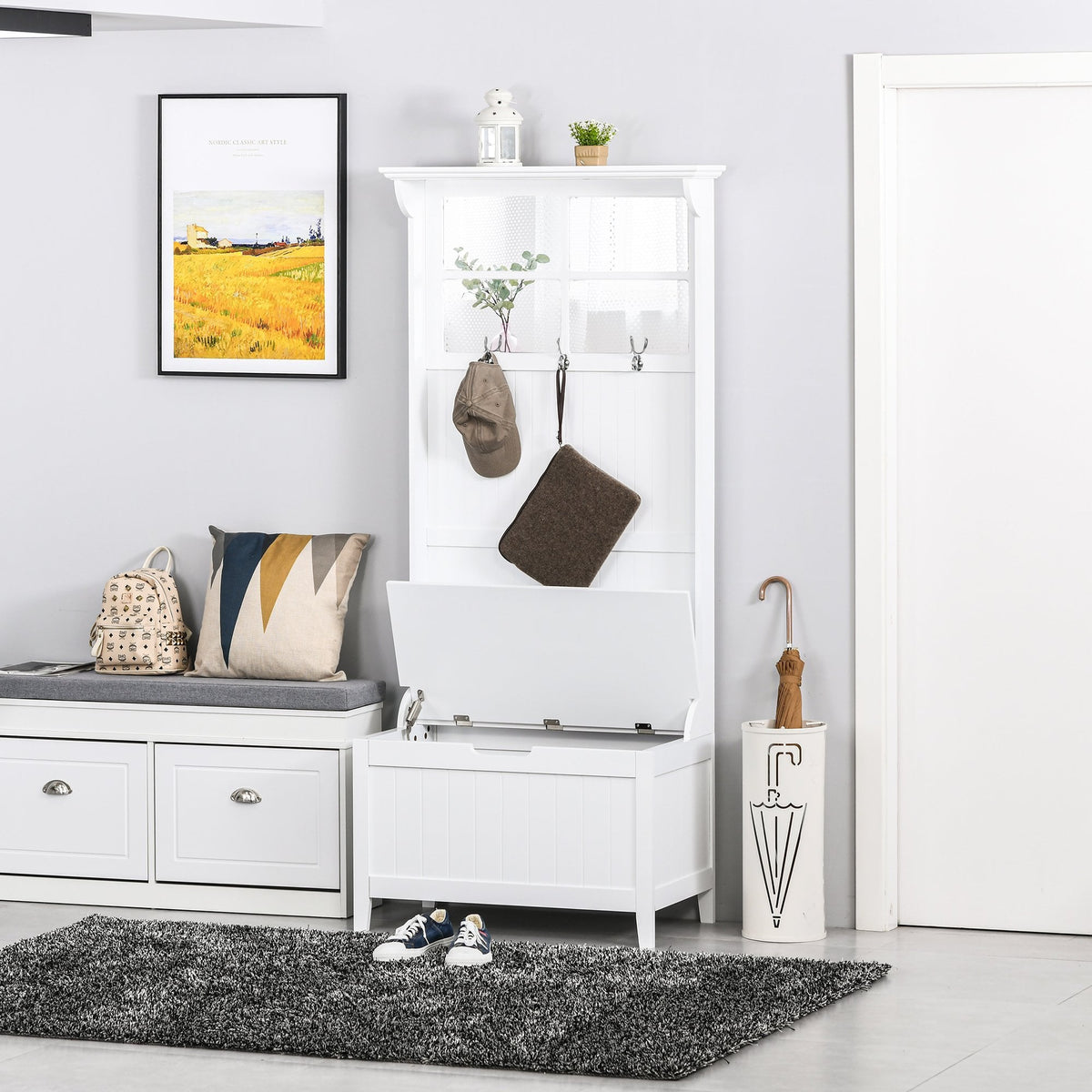 Shoe Bench Coat Trees Walmart Shoe Rack Bench 4-in-1 Entryway Hall