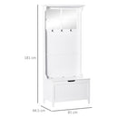 Coat Rack Shoe Bench with Storage 4 In 1 Hall Tree for Entryway Hallway Organizer with Cabinet 3 Hooks Mirrors White w/ w/