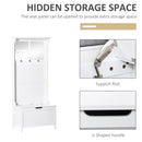 Coat Rack Shoe Bench with Storage 4 In 1 Hall Tree for Entryway Hallway Organizer with Cabinet 3 Hooks Mirrors White w/ w/