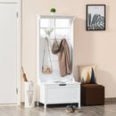 Coat Rack Shoe Bench with Storage 4 In 1 Hall Tree for Entryway Hallway Organizer with Cabinet 3 Hooks Mirrors White w/ w/