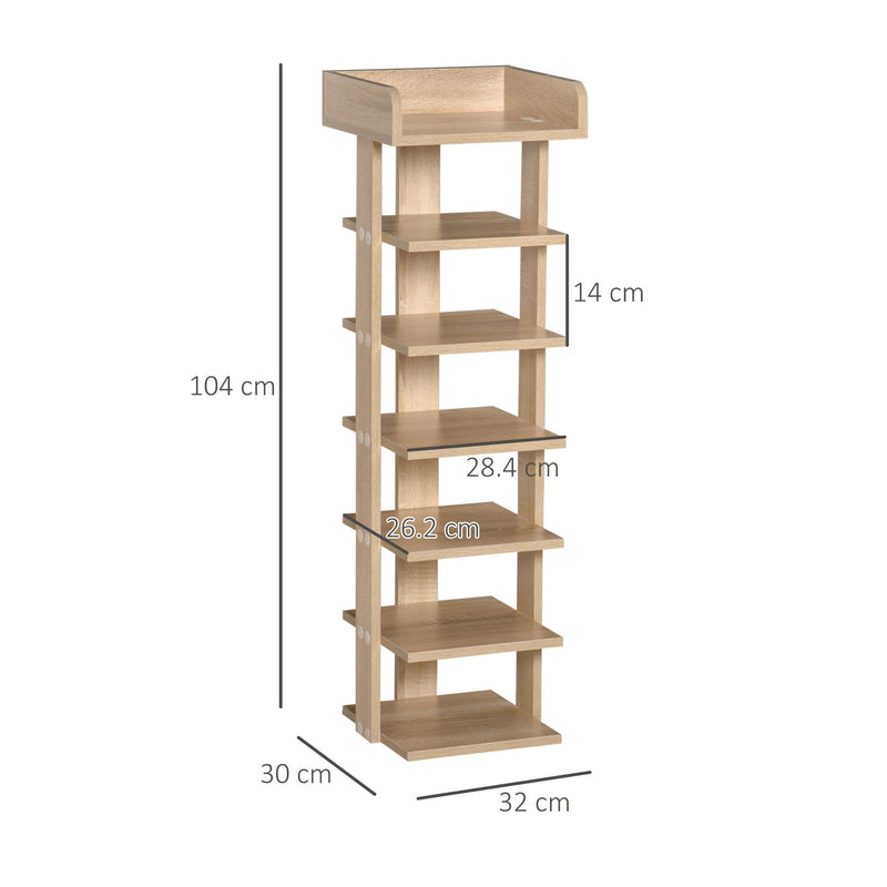 7 Tier Shoe Rack Organizer Storage Shelf Wooden Display Cabinet for En