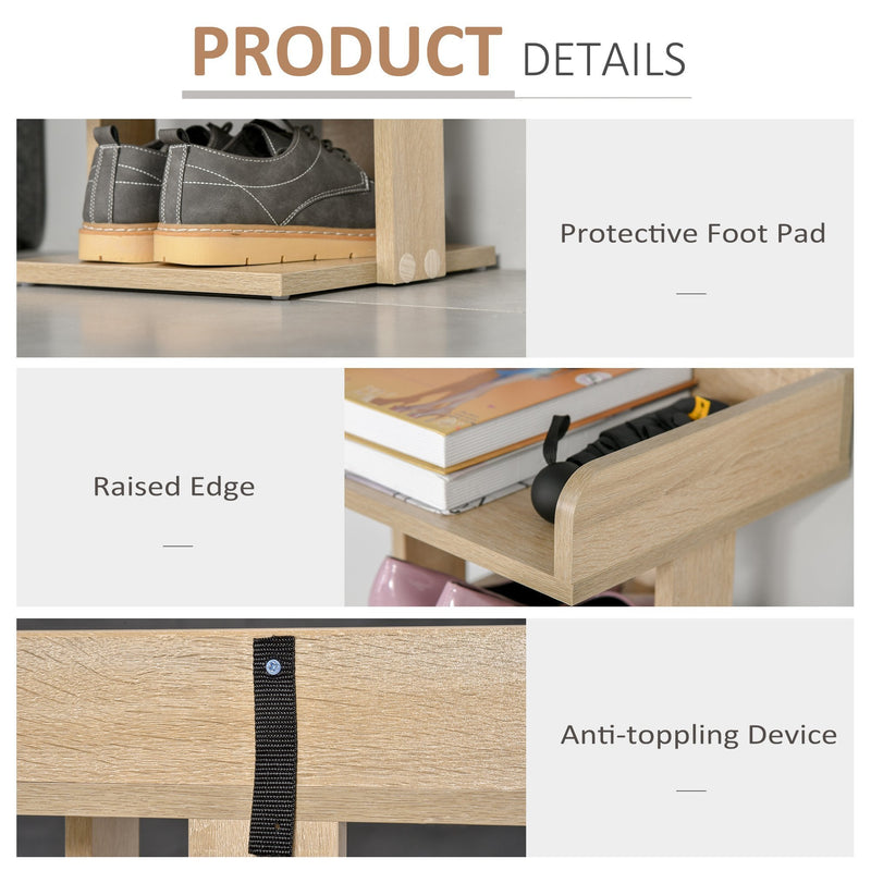 7 Tier Shoe Rack Organizer Storage Shelf Wooden Display Cabinet for Entryway Living Room Bedroom Oak Entrance