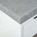 Shoe Bench with Seat Cushion Shoe Storage Cabinet with 7 Compartments Drawer Adjustable Shelves for Entryway Hallway Living Room White and Grey w/