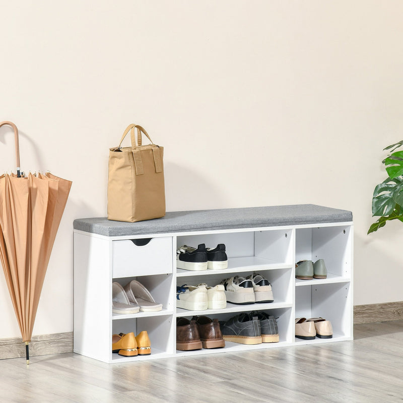 Shoe Bench with Seat Cushion Shoe Storage Cabinet with Compartments