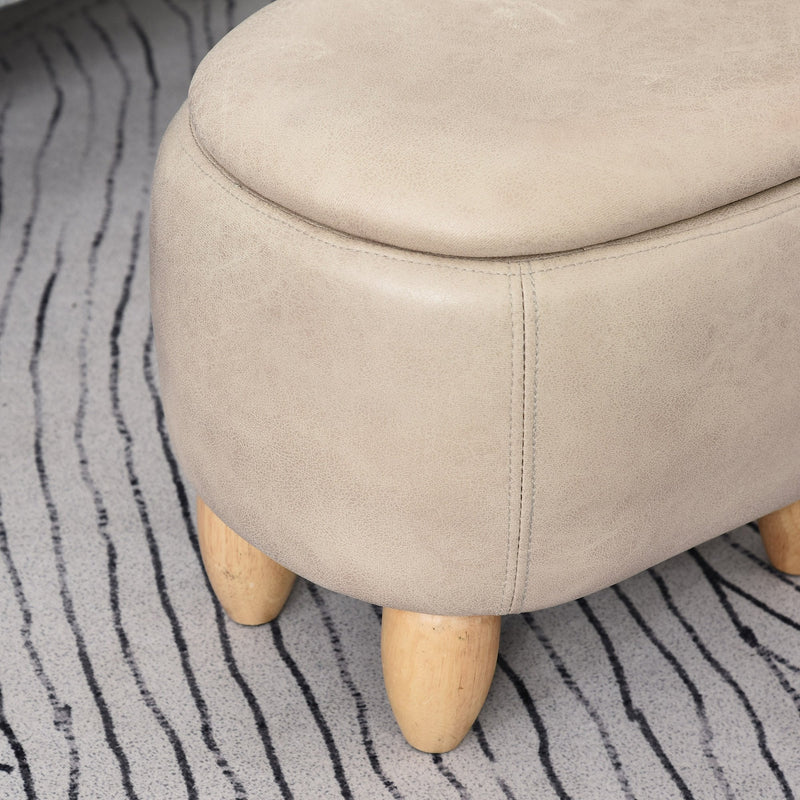PU Leather Upholstered Cow Storage Stool Ivory