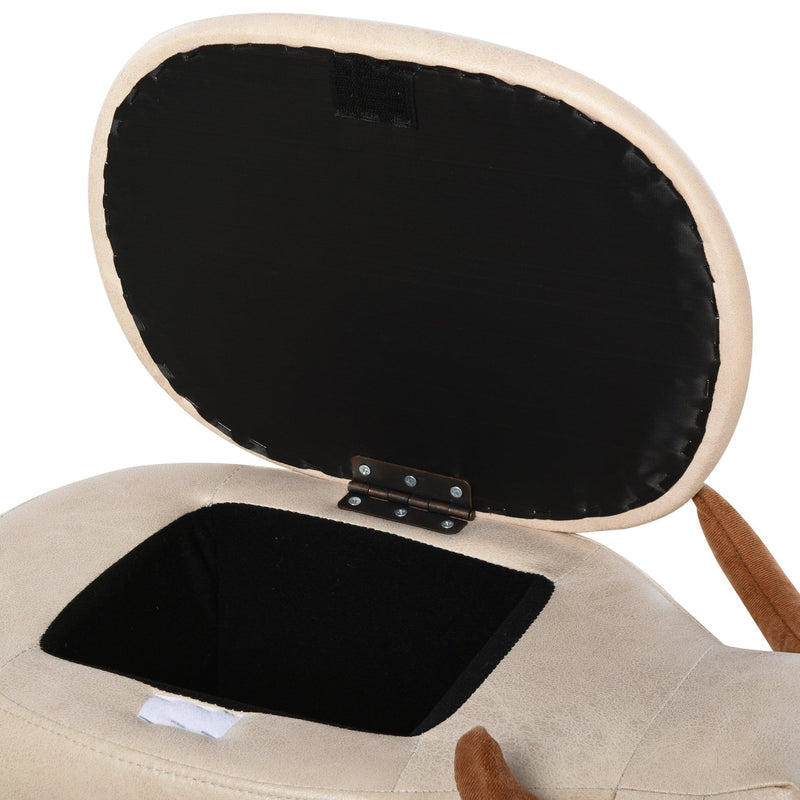 PU Leather Upholstered Cow Storage Stool Ivory
