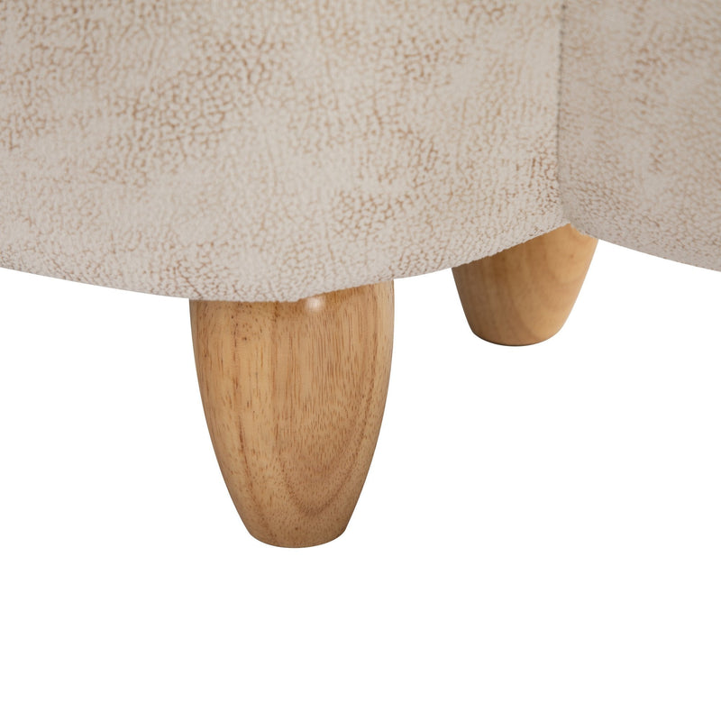 Polyester Upholstered Rhino Storage Stool Cute Decoration Footrest Wood Frame Legs w/ Padding Lid Ottoman Animal Furniture, 36H x 70L x 35Wcm-Cream