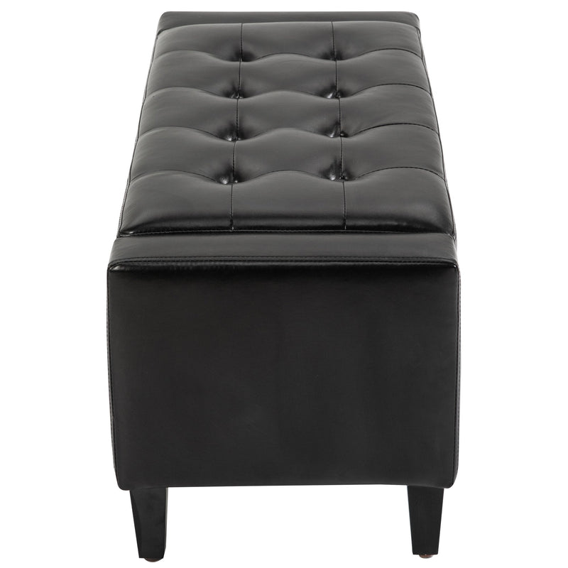 PU Leather Upholstered Lift-Top Tufted Ottoman Black