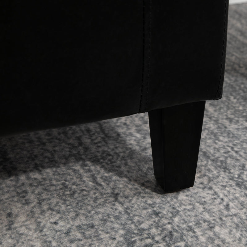 PU Leather Upholstered Lift-Top Tufted Ottoman Black