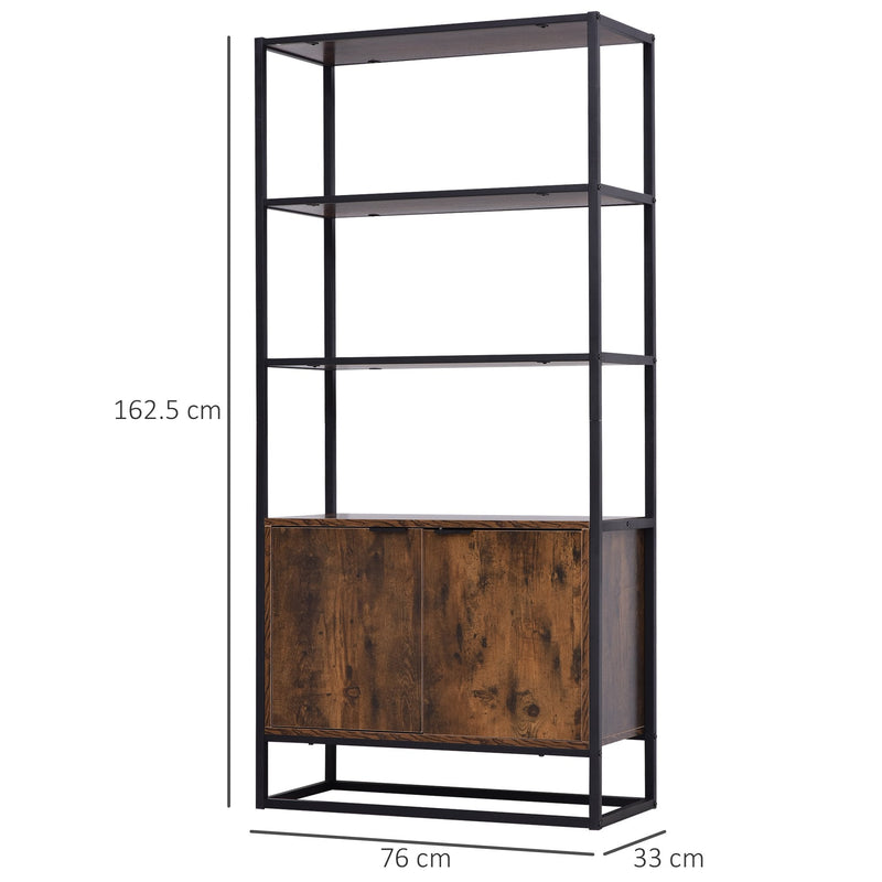 Storage Cabinet with 3 Open Shelves Cupboard Freestanding Tall Organizer Multifunctional Rack for Livingroom Bedroom Kitchen Rustic Brown w/