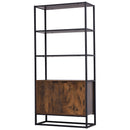 Storage Cabinet with 3 Open Shelves Cupboard Freestanding Tall Organizer Multifunctional Rack for Livingroom Bedroom Kitchen Rustic Brown w/