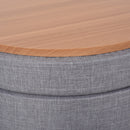 Polyester Upholstered Round Ottoman Footstool Grey/Gold