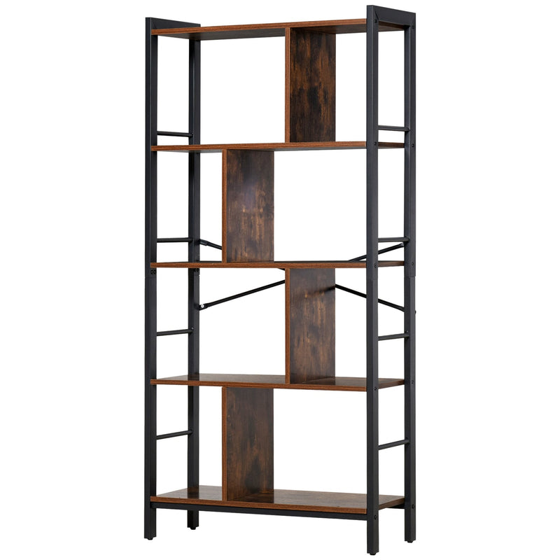 Vintage Industrial Style Storage Shelf Bookcase Closet Display Rack Kitchen Organizer with 4 Shelves, Metal Frame for Living Room Study Utility Structure
