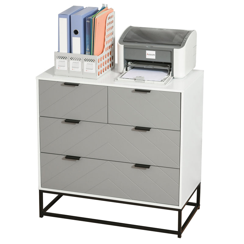 Chest of Drawers with Metal Handles Freestanding Dresser for Bedroom, Living Room Modern Wooden 4 Sideboard Bedroom