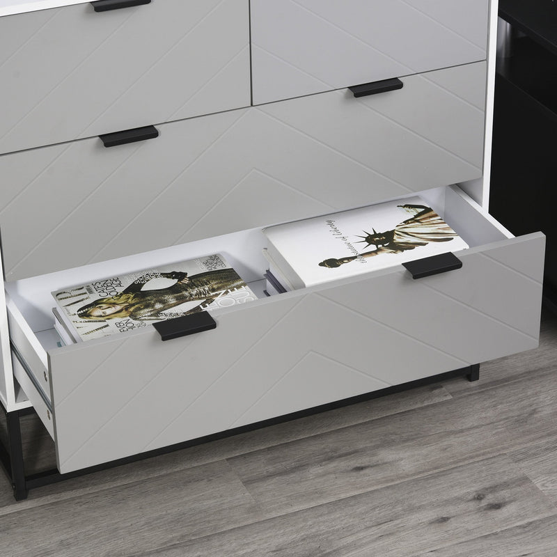 Chest of Drawers with Metal Handles Freestanding Dresser for Bedroom, Living Room Modern Wooden 4 Sideboard Bedroom