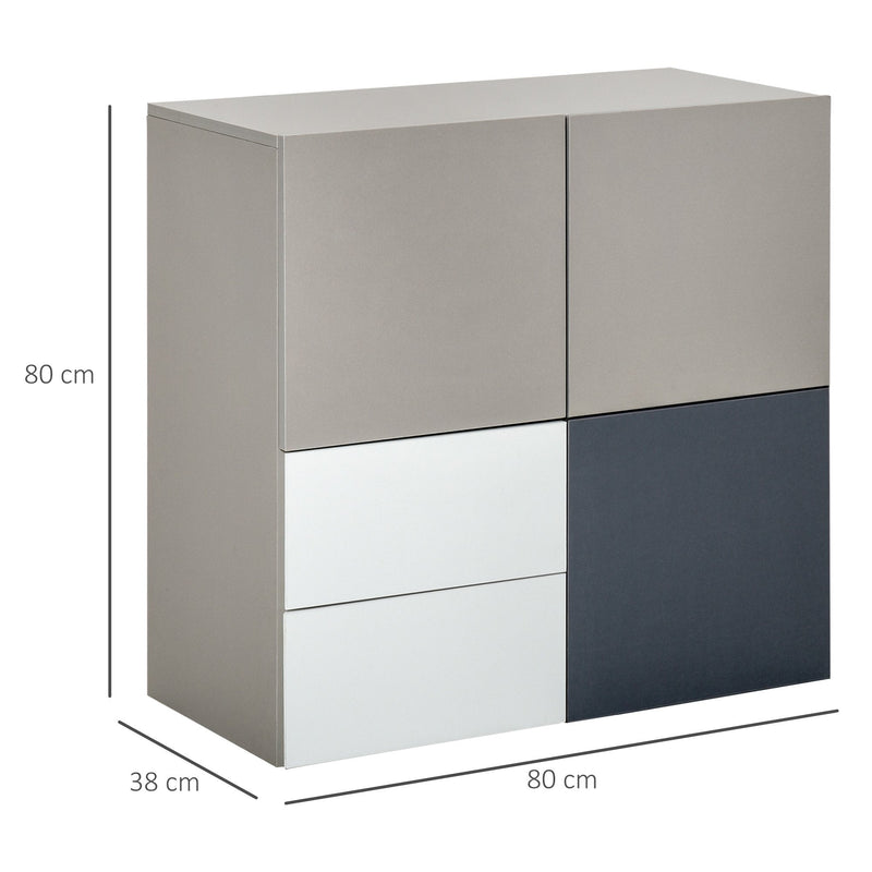 Sideboard Storage Cabinet Hallway Floor Standing Cupboard Cube with Drawers Home Living Room Bedroom Office Furniture Modern