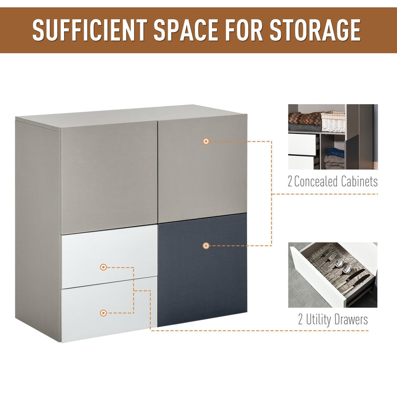 Sideboard Storage Cabinet Hallway Floor Standing Cupboard Cube with Drawers Home Living Room Bedroom Office Furniture Modern