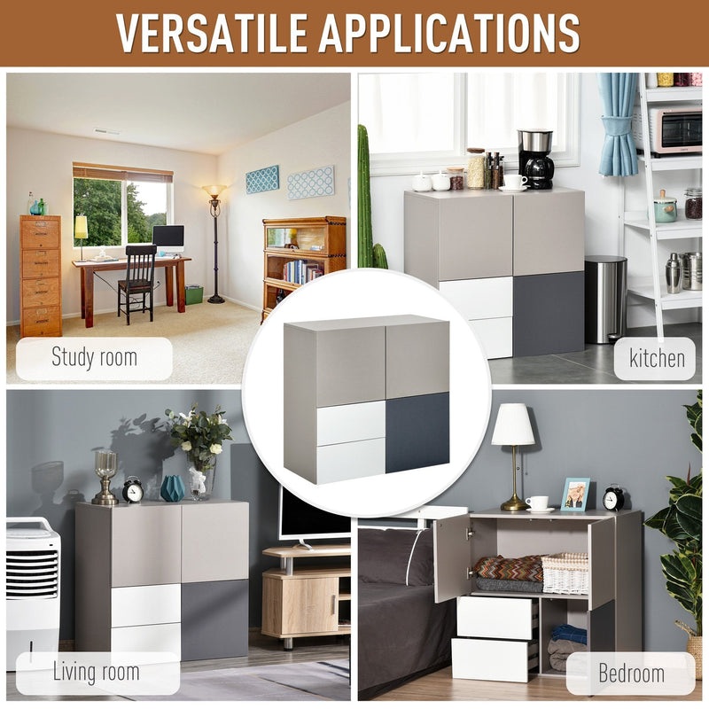 Sideboard Storage Cabinet Hallway Floor Standing Cupboard Cube with Drawers Home Living Room Bedroom Office Furniture Modern