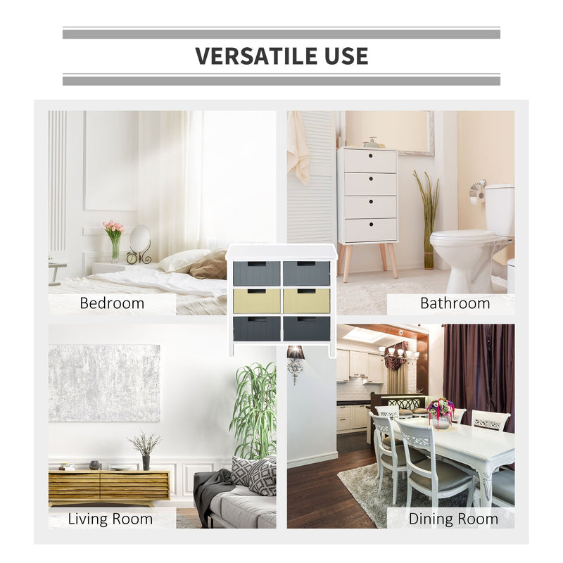 6 Drawer Storage Tower, Dresser Chest with Wood Top, Organizer Unit for Closets Bedroom Nursery Room Hallway Simple Dining & Living