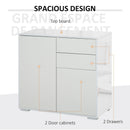 Push-Open Cabinet with 2 Drawer 2 Door Storage Cabinet for Home Office White