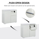 Push-Open Cabinet with 2 Drawer 2 Door Storage Cabinet for Home Office White