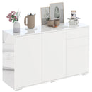 Modern Stylish Freestanding Push-Open Cabinet with 2 Drawer 2 Door Cabinet for Home Office Highlight, 117W x 36D x 74Hcm-White for Living Room, Bedroom, Bathroom, Kitchen, Highlight White and Matte White