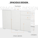 Modern Stylish Freestanding Push-Open Cabinet with 2 Drawer 2 Door Cabinet for Home Office Highlight, 117W x 36D x 74Hcm-White for Living Room, Bedroom, Bathroom, Kitchen, Highlight White and Matte White