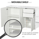 Modern Stylish Freestanding Push-Open Cabinet with 2 Drawer 2 Door Cabinet for Home Office Highlight, 117W x 36D x 74Hcm-White for Living Room, Bedroom, Bathroom, Kitchen, Highlight White and Matte White