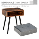 Side Table, Nightstand, End Table with Removable Fabric Drawer, Retro Style Accent Furniture with Wooden Legs, Rustic Brown and Black Chic Legs