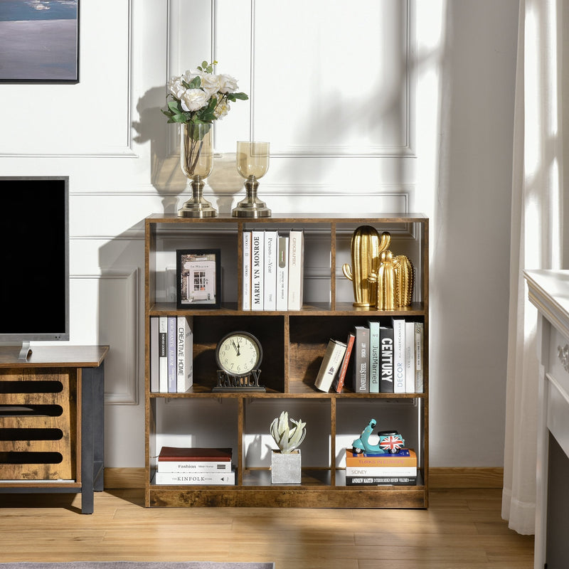 Storage Shelf 3-Tier Bookcase Display Rack Home Organizer for Home Office, Living Room, Playroom, Rustic Brown Office