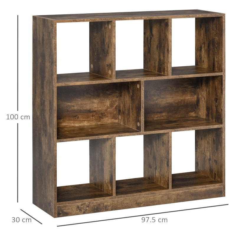 Storage Shelf 3-Tier Bookcase Display Rack Home Organizer for Home Office, Living Room, Playroom, Rustic Brown Office