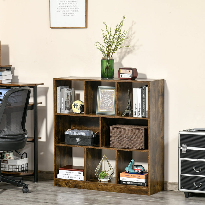 Storage Shelf 3-Tier Bookcase Display Rack Home Organizer for Home Office, Living Room, Playroom, Rustic Brown Office